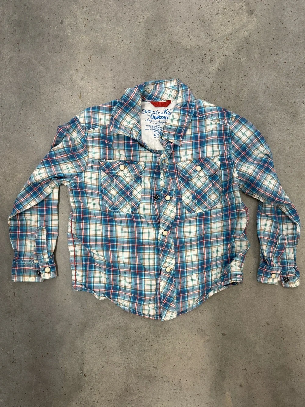 OshKosh Genuine Kids Boys Plaid Button Down Shirt Size 5T